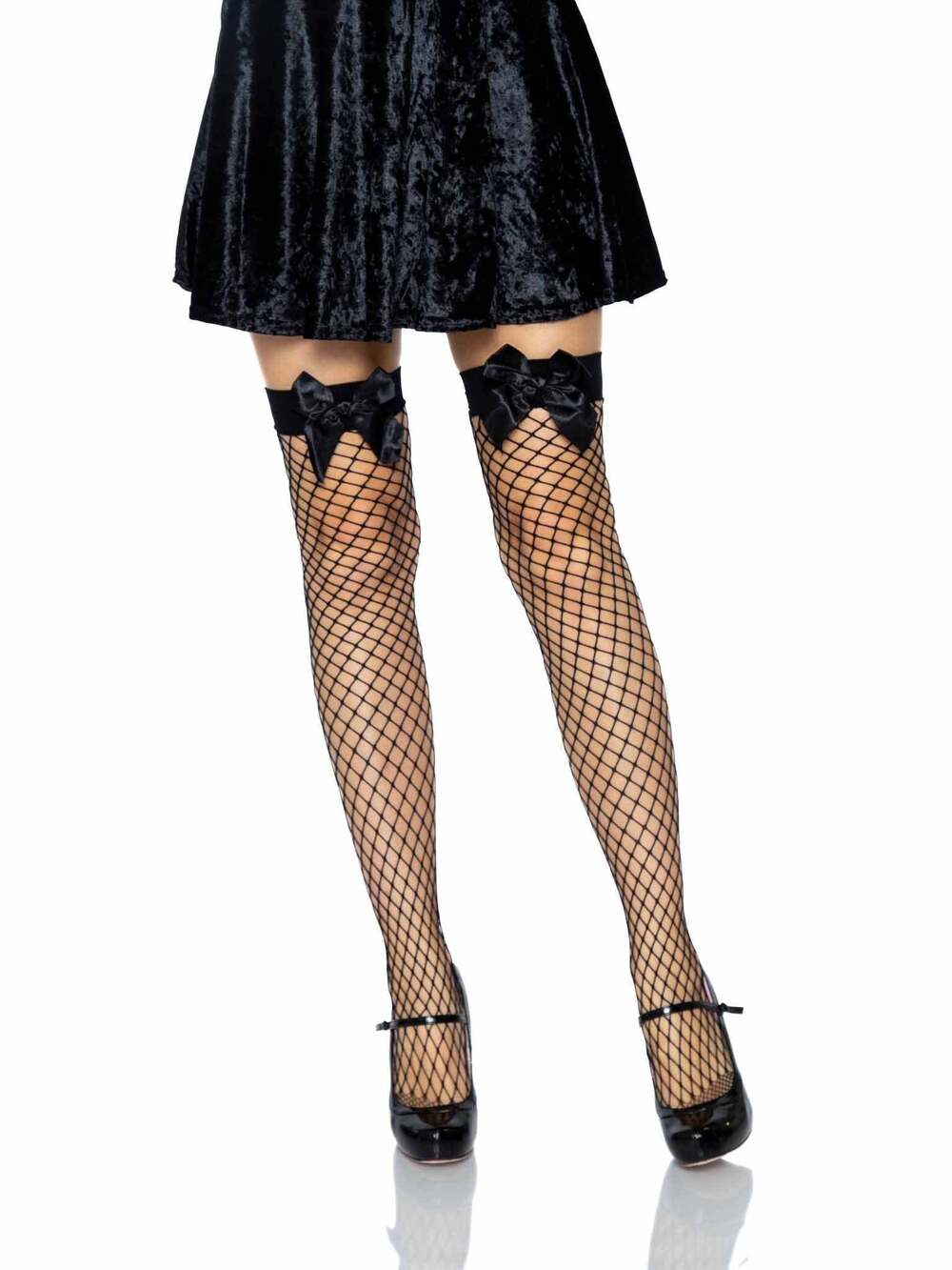 Leg Avenue - Sydney Net Thigh High Stockings - BLACK